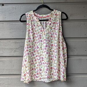 Anthropologie Maeve Scooter Vespa Moped Enna Tank Blouse Size 12